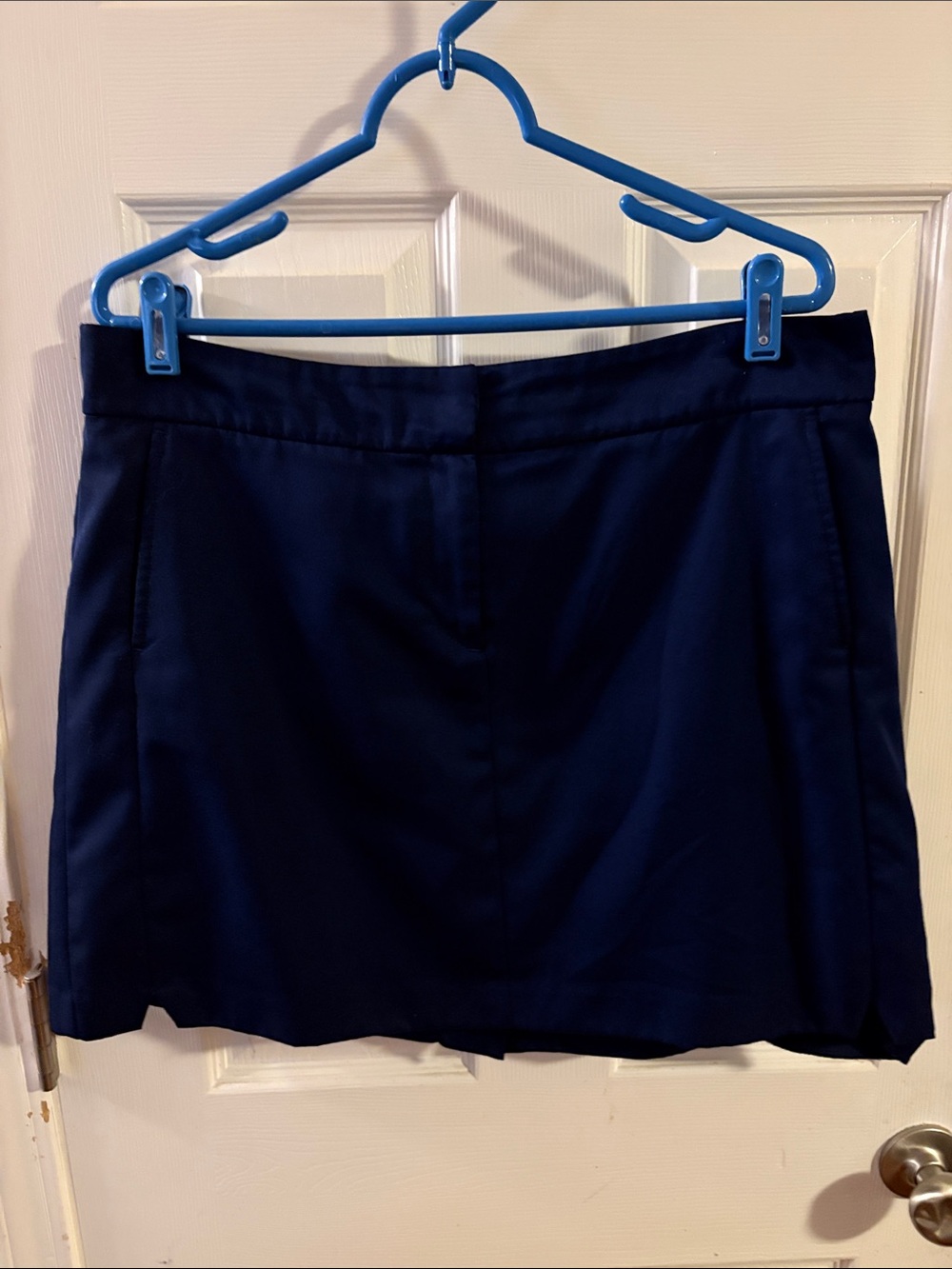 Izod Navy Blue Women's Tailored Golf Skort Size 14 3 Pockets Zipper & Hook Front